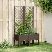   vidaXL barna polipropilén rácsos kerti ültetőláda 80 x 40 x 142 cm