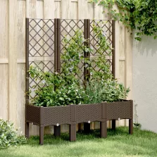   vidaXL barna polipropilén rácsos kerti ültetőláda 120 x 40 x 142 cm