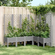  vidaXL világosszürke PP rácsos kerti ültetőláda 160 x 120 x 142 cm