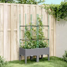   vidaXL világosszürke PP rácsos kerti ültetőláda 80 x 40 x 142,5 cm