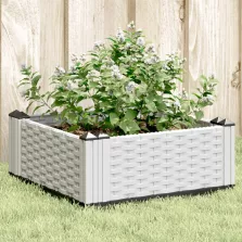   vidaXL fehér polipropilén kerti virágláda cövekekkel 42,5x42,5x28,5 cm
