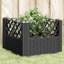   vidaXL fekete polipropilén kerti virágláda cövekekkel 43,5x43,5x43,5cm