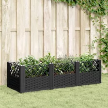   vidaXL fekete PP kerti virágláda cövekekkel 123,5 x 43,5 x 43,5 cm