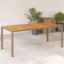   vidaXL bézs polyrattan és akácfa kerti asztal 190 x 90 x 75 cm