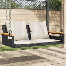   vidaXL fekete polyrattan hintapad párnákkal 109 x 62 x 40 cm