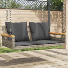   vidaXL szürke polyrattan hintapad párnákkal 109 x 62 x 40 cm