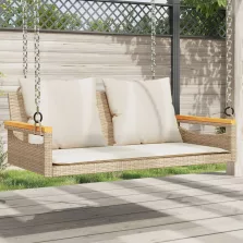   vidaXL bézs polyrattan hintapad párnákkal 109 x 62 x 40 cm