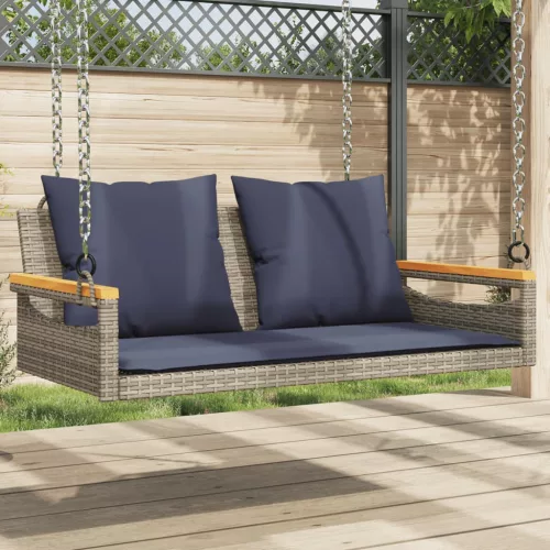 vidaXL szürke polyrattan hintapad párnákkal 109 x 62 x 40 cm