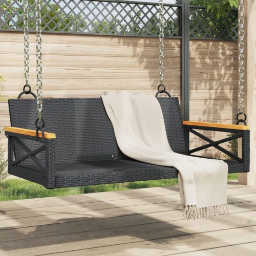 vidaXL fekete polyrattan hintapad 109 x 62 x 40 cm