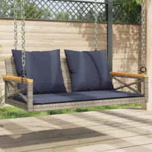   vidaXL szürke polyrattan hintapad párnákkal 109 x 62 x 40 cm