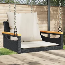   vidaXL fekete polyrattan hintapad párnákkal 63 x 62 x 40 cm