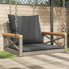   vidaXL szürke polyrattan hintapad párnákkal 63 x 62 x 40 cm