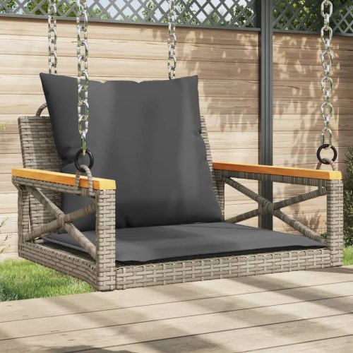 vidaXL szürke polyrattan hintapad párnákkal 63 x 62 x 40 cm