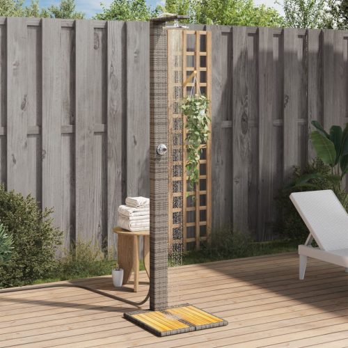 vidaXL szürke polyrattan és akácfa kültéri zuhanyzó 50 x 55 x 224 cm