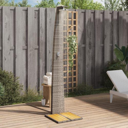 vidaXL szürke polyrattan és akácfa kültéri zuhanyzó 55 x 60 x 224 cm