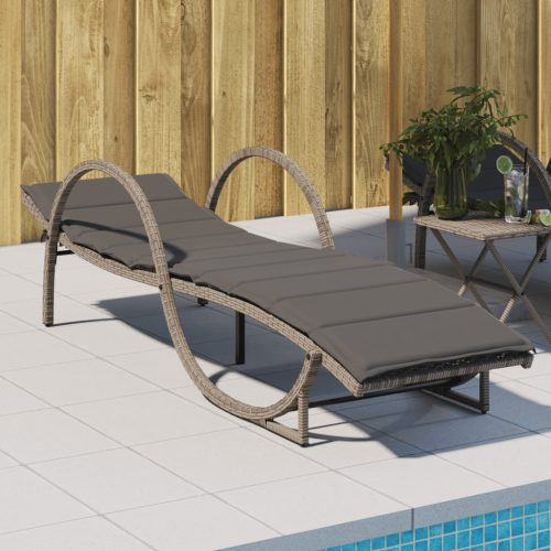 vidaXL szürke polyrattan napozóágy párnával 60x199x42 cm