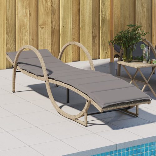 vidaXL bézs polyrattan napozóágy párnával 60 x 199 x 42 cm