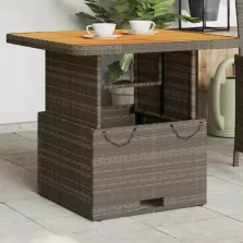  vidaXL szürke polyrattan és akácfa kerti asztal 80 x 80 x 71 cm