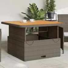   vidaXL szürke polyrattan és akácfa kerti asztal 110 x 110 x 71 cm