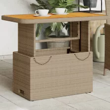   vidaXL bézs polyrattan és akácfa kerti asztal 90 x 55 x 71 cm