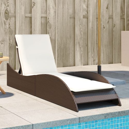 vidaXL barna polyrattan napozóágy párnával 60x205x73 cm