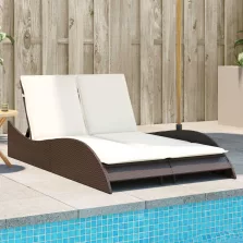   vidaXL barna polyrattan napozóágy párnákkal 114x205x73 cm