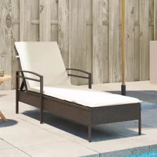 vidaXL barna polyrattan napozóágy párnával 63x200x81 cm