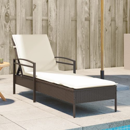 vidaXL barna polyrattan napozóágy párnával 63x200x81 cm