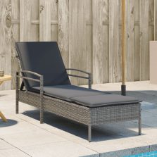   vidaXL szürke polyrattan napozóágy párnával 63x200x81 cm