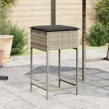   vidaXL 2 db világosszürke polyrattan kerti bárszék párnával