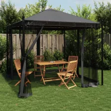   vidaXL antracitszürke acél pavilon hálós oldalakkal 2,93 x 2,93 m