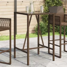   vidaXL barna polyrattan kültéri bárasztal 70 x 70 x 110 cm