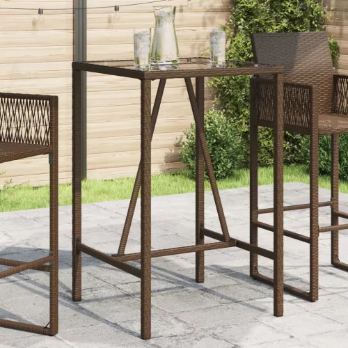 vidaXL barna polyrattan kültéri bárasztal 70 x 70 x 110 cm