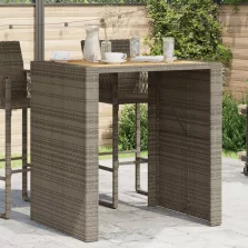  vidaXL szürke polyrattan kerti bárasztal akácfa lappal 105x80x110 cm