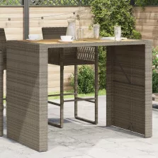   vidaXL szürke polyrattan kerti bárasztal akácfa lappal 145x80x110 cm