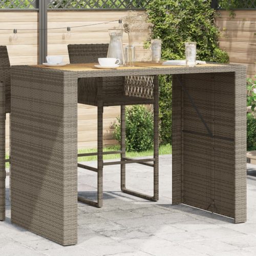 vidaXL szürke polyrattan akácfa lapos kerti asztal 145 x 80 x 110 cm