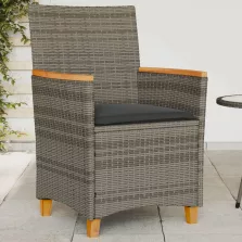   vidaXL 2 db szürke polyrattan és tömör fa kerti szék párnával