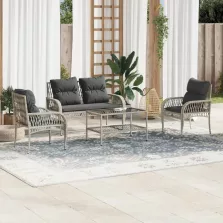   vidaXL 4 részes világosszürke polyrattan kerti ülőgarnitúra párnákkal