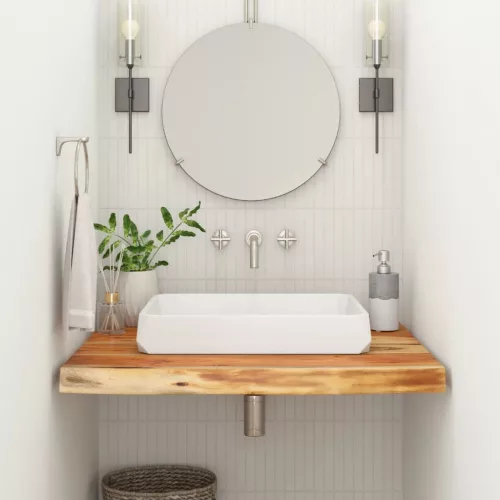 vidaXL tömör akácfa téglalap alakú fürdőszobai pult 80 x 60 x 3,8 cm