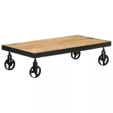   vidaXL tömör mangófa kerekes dohányzóasztal 100 x 55 x 26 cm