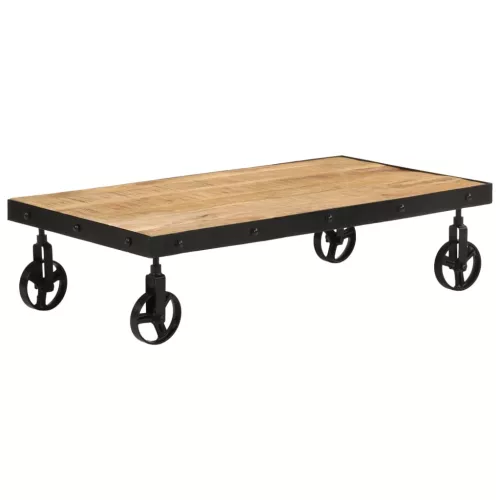 vidaXL tömör mangófa kerekes dohányzóasztal 100 x 55 x 26 cm