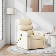 vidaXL krémszínű szövet dönthető masszázsfotel