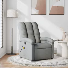 vidaXL világosszürke szövet dönthető masszázsfotel