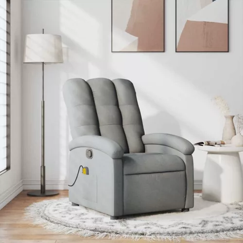 vidaXL világosszürke szövet dönthető masszázsfotel