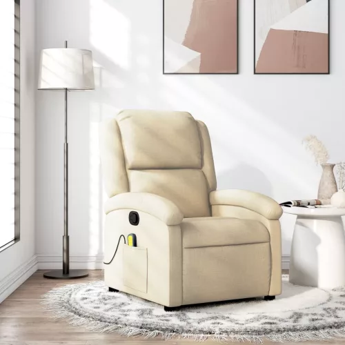 vidaXL krémszínű szövet dönthető masszázsfotel
