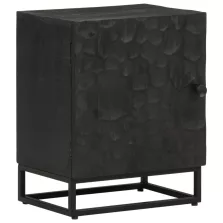   vidaXL fekete tömör mangófa és vas éjjeliszekrény 40 x 30 x 50 cm