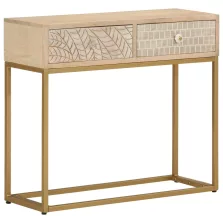   vidaXL tömör mangófa és vas tálalóasztal 90 x 30 x 76 cm