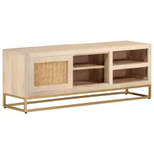   vidaXL tömör mangófa és vas TV-szekrény 110 x 30 x 40 cm