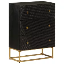   vidaXL fekete tömör mangófa és vas komód 55 x 30 x 76 cm
