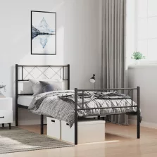   vidaXL fekete fém ágykeret fej- és lábtámlával 100 x 190 cm